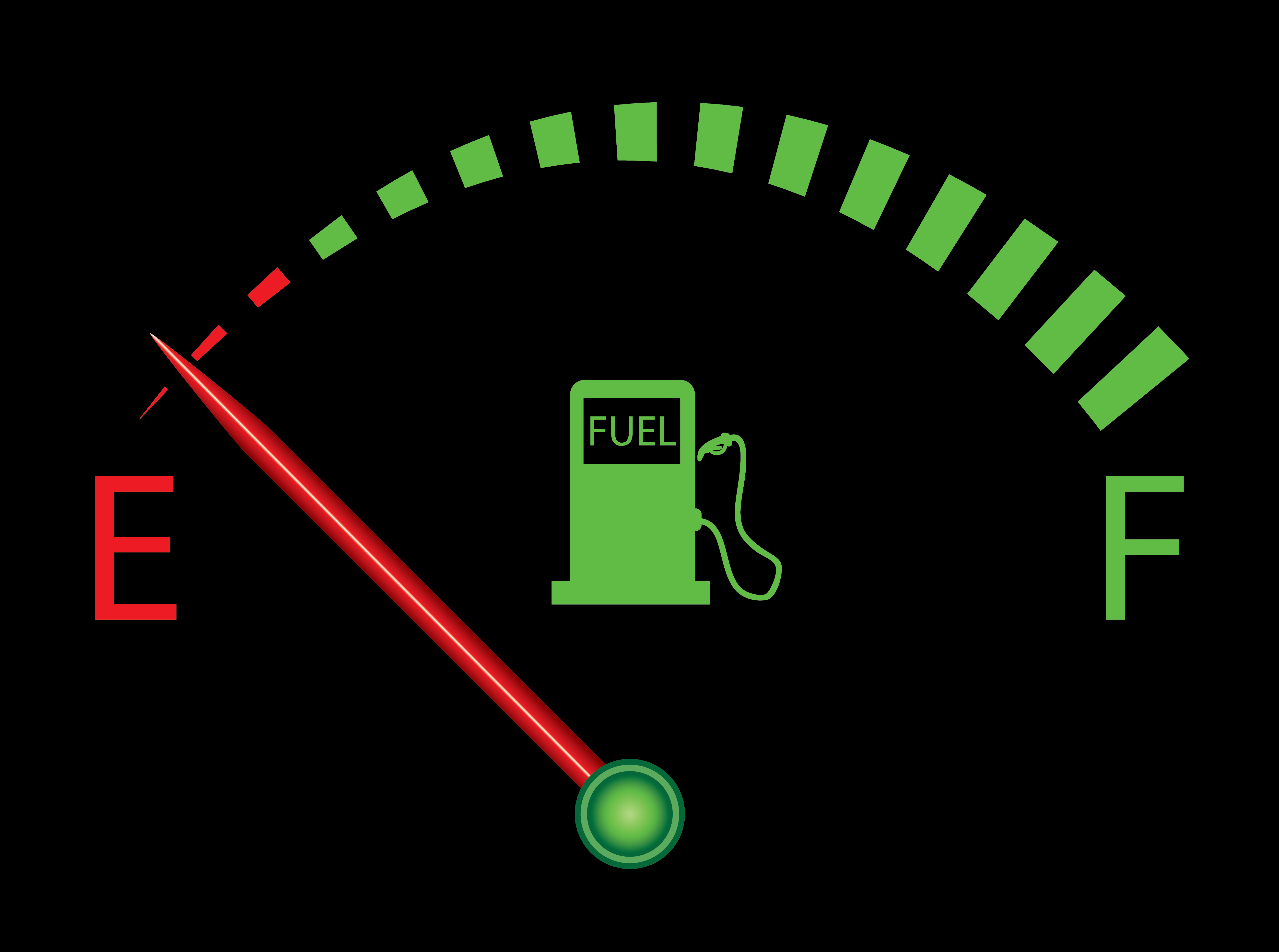 fuel gauge showing empty